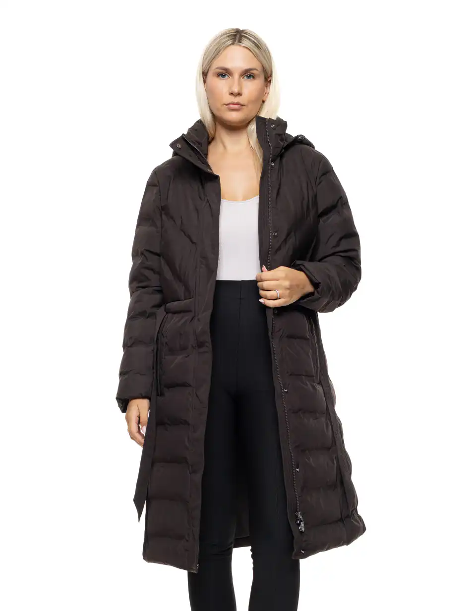 Splendid Γυναικείο μακρύ μπουφάν με ενσωματωμένη κουκούλα 54-101-002 BROWN