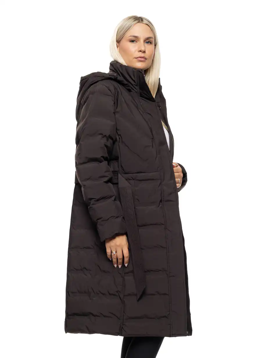 Splendid Γυναικείο μακρύ μπουφάν με ενσωματωμένη κουκούλα 54-101-002 BROWN