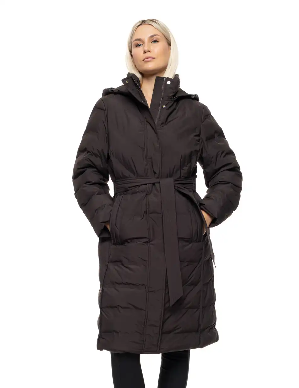 Splendid Γυναικείο μακρύ μπουφάν με ενσωματωμένη κουκούλα 54-101-002 BROWN