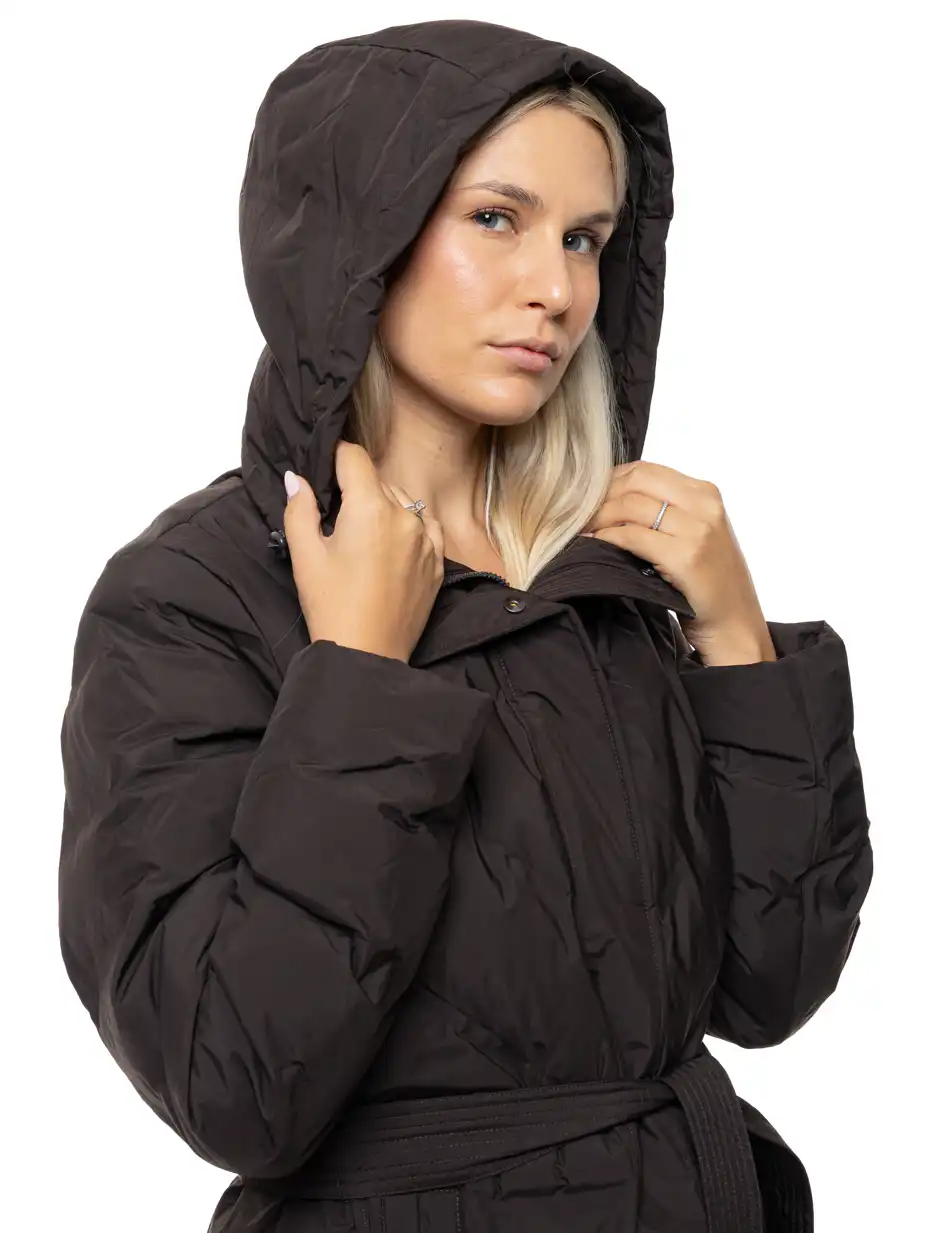 Splendid Γυναικείο μακρύ μπουφάν με ενσωματωμένη κουκούλα 54-101-002 BROWN