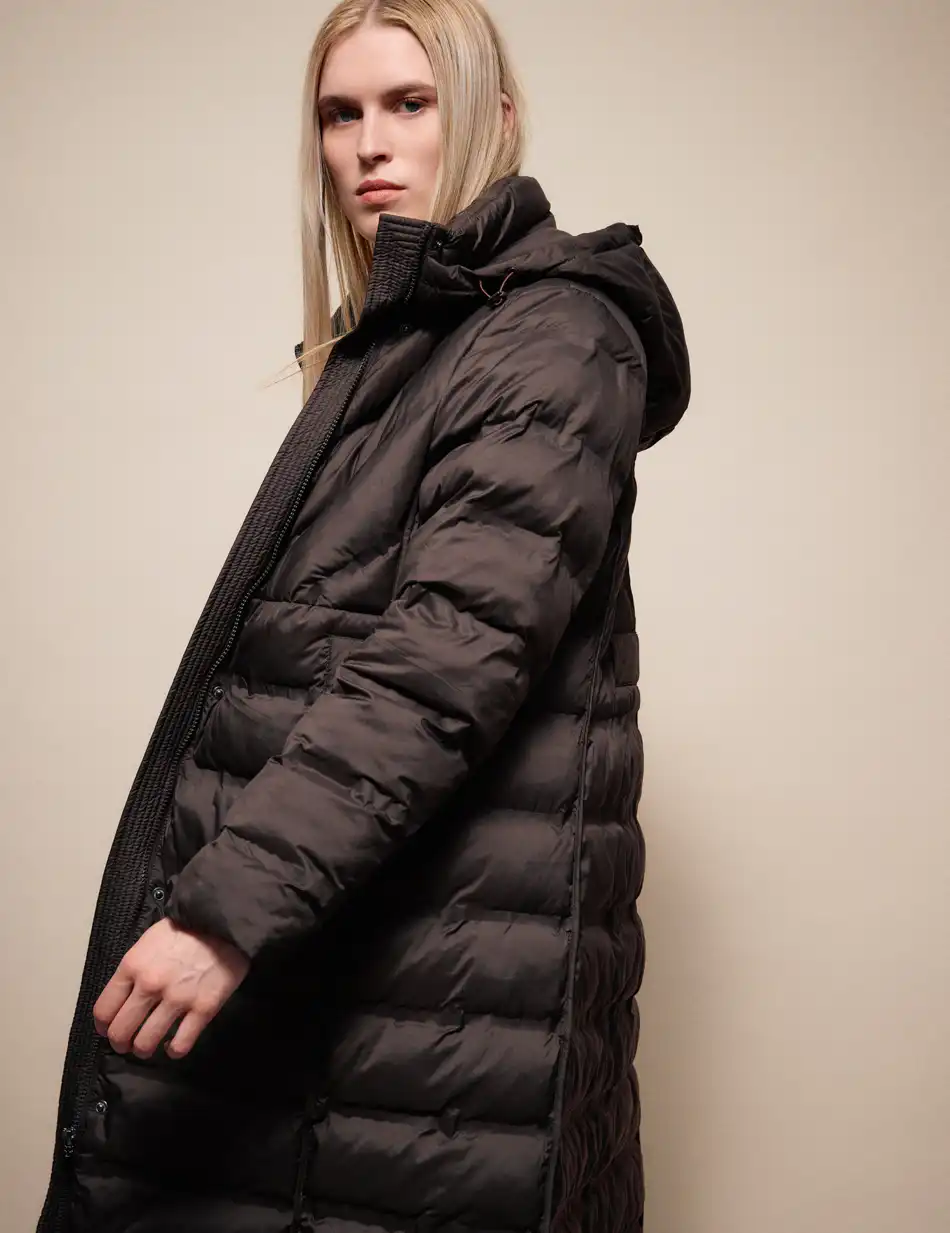 Splendid Γυναικείο μακρύ μπουφάν με ενσωματωμένη κουκούλα 54-101-002 BROWN