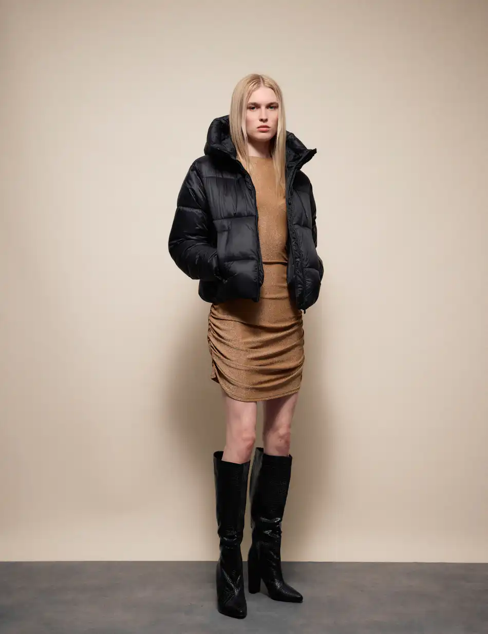 Splendid Γυναικείο κοντό μπουφάν με ενσωματωμένη κουκούλα 54-101-021 BLACK