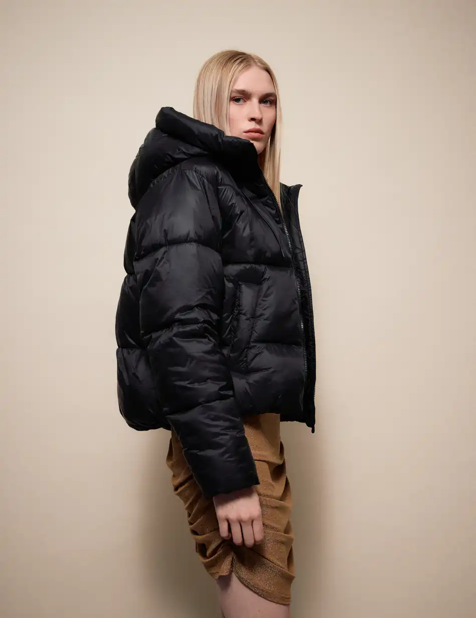 Splendid Γυναικείο κοντό μπουφάν με ενσωματωμένη κουκούλα 54-101-021 BLACK