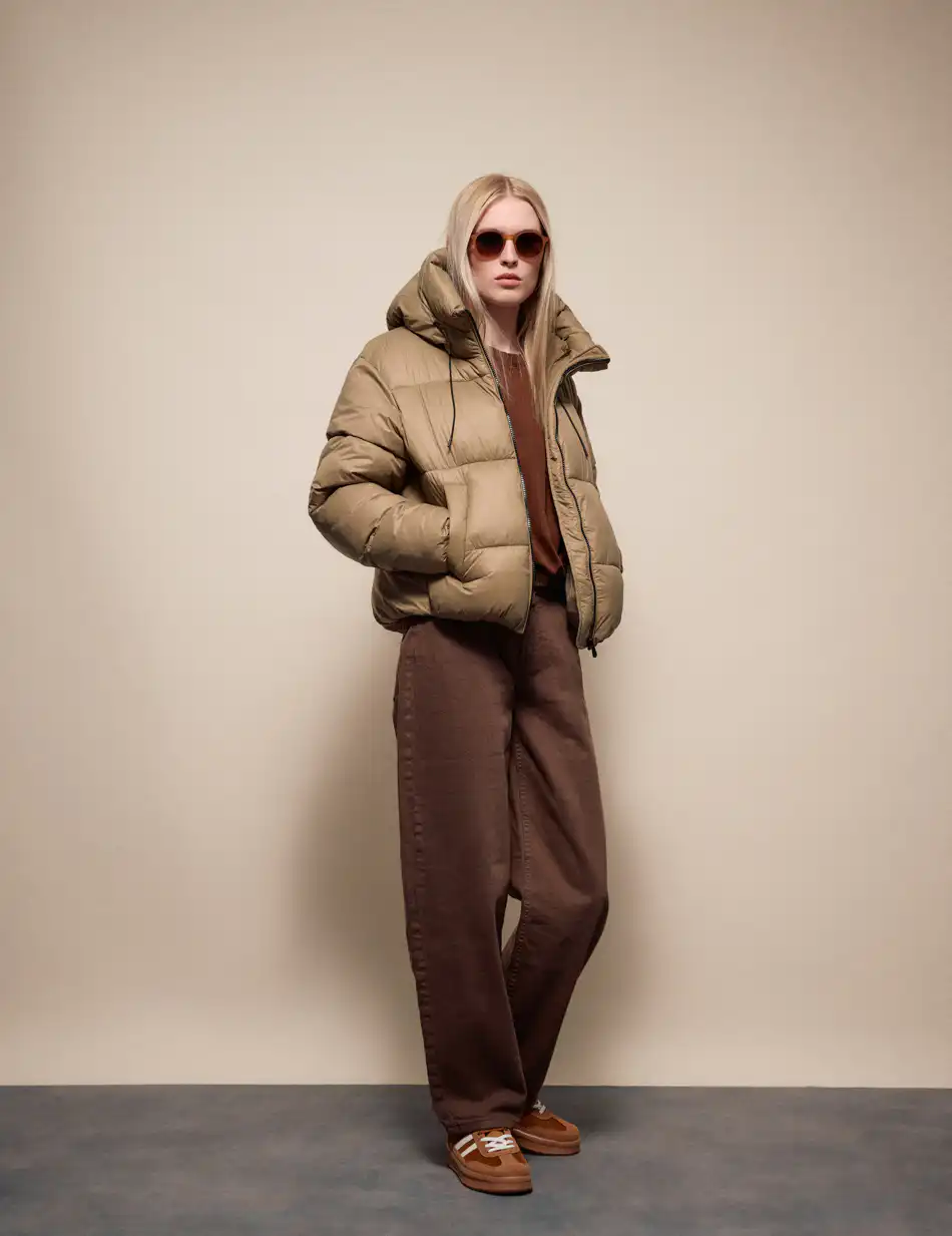 Splendid Γυναικείο κοντό μπουφάν με ενσωματωμένη κουκούλα 54-101-021 OLIVE