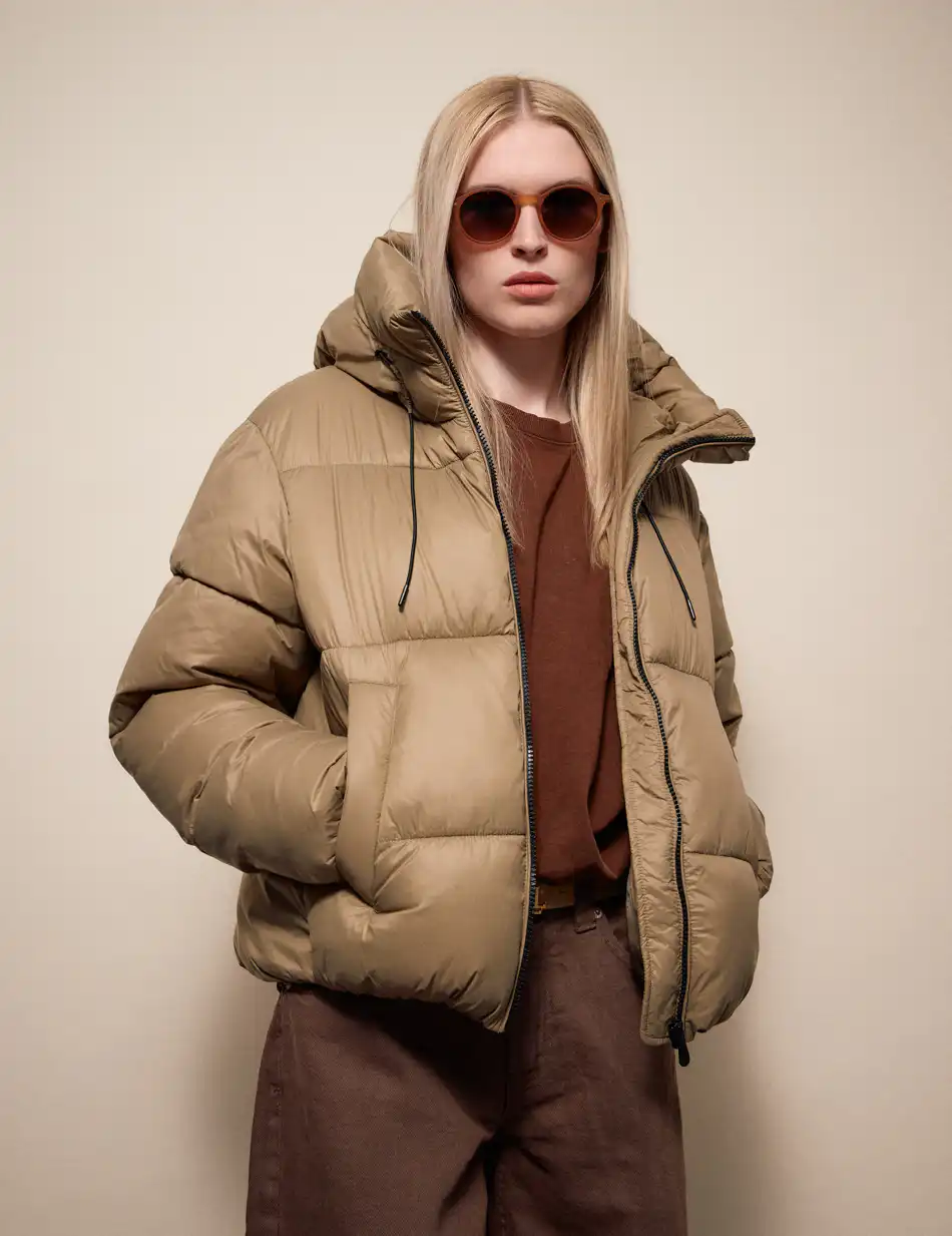 Splendid Γυναικείο κοντό μπουφάν με ενσωματωμένη κουκούλα 54-101-021 OLIVE