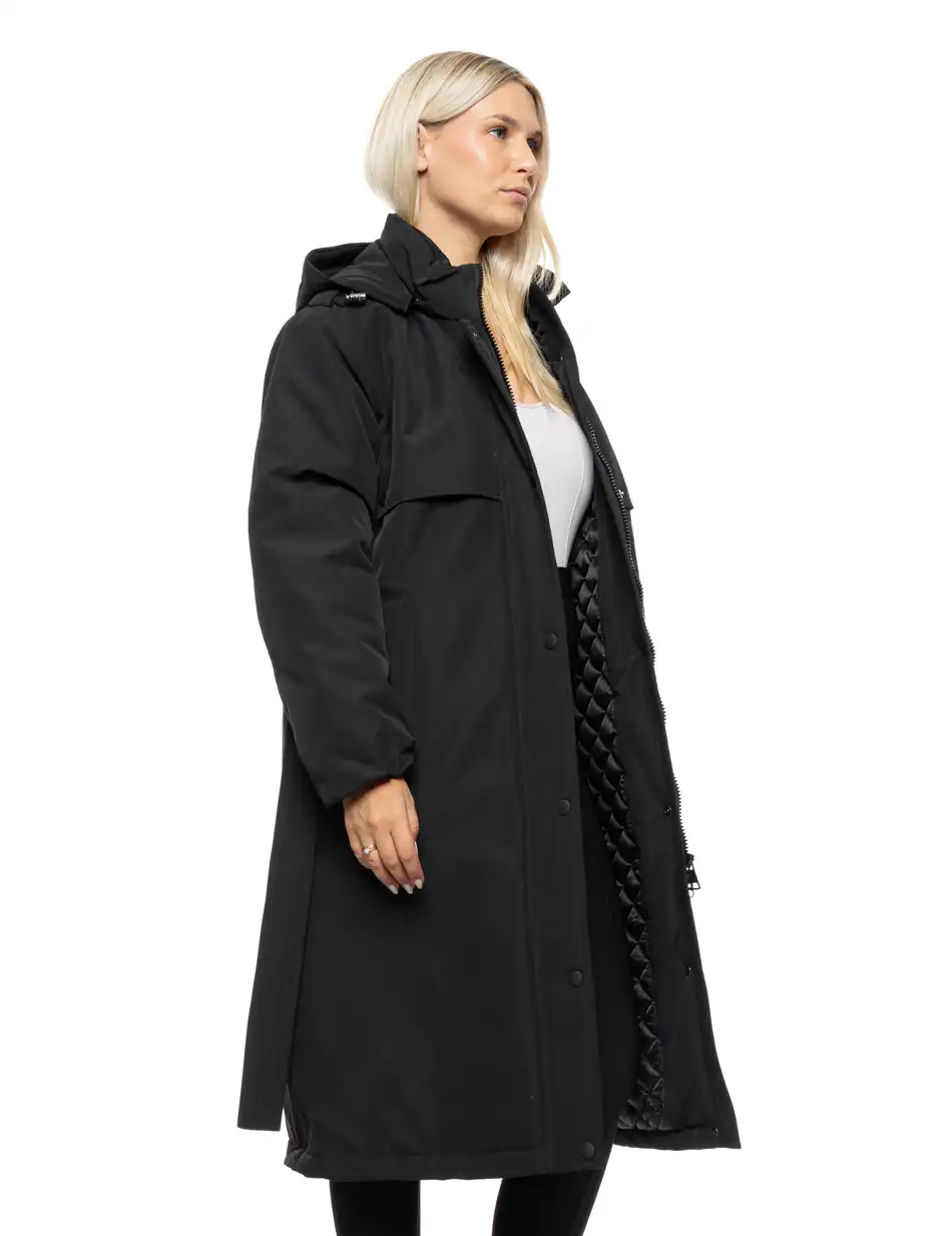 Splendid Γυναικείο μακρύ μπουφάν με κουκούλα 54-101-035 BLACK