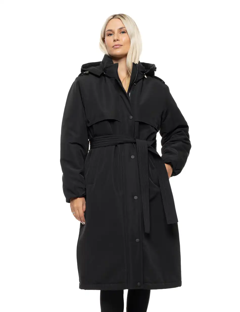 Splendid Γυναικείο μακρύ μπουφάν με κουκούλα 54-101-035 BLACK