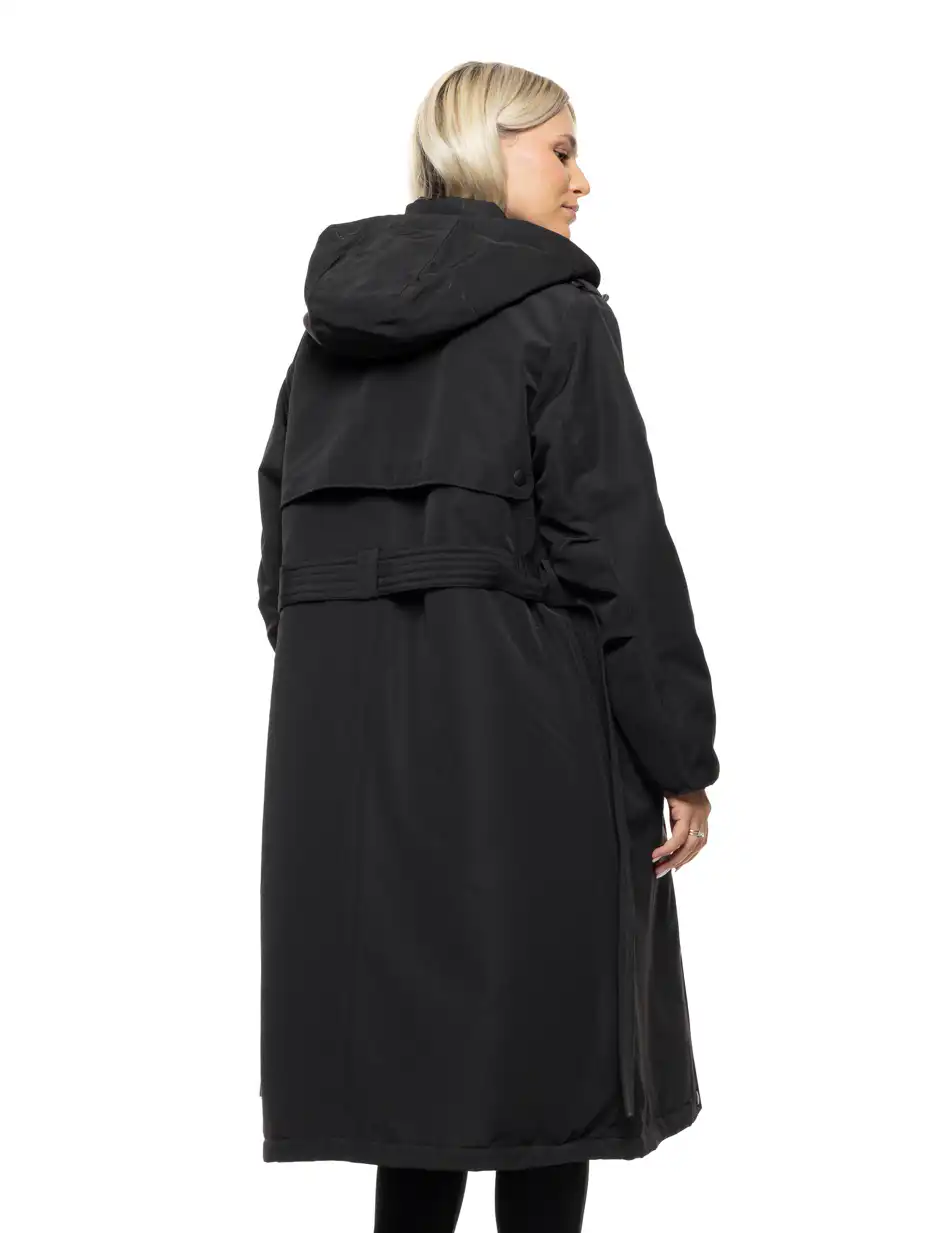 Splendid Γυναικείο μακρύ μπουφάν με κουκούλα 54-101-035 BLACK