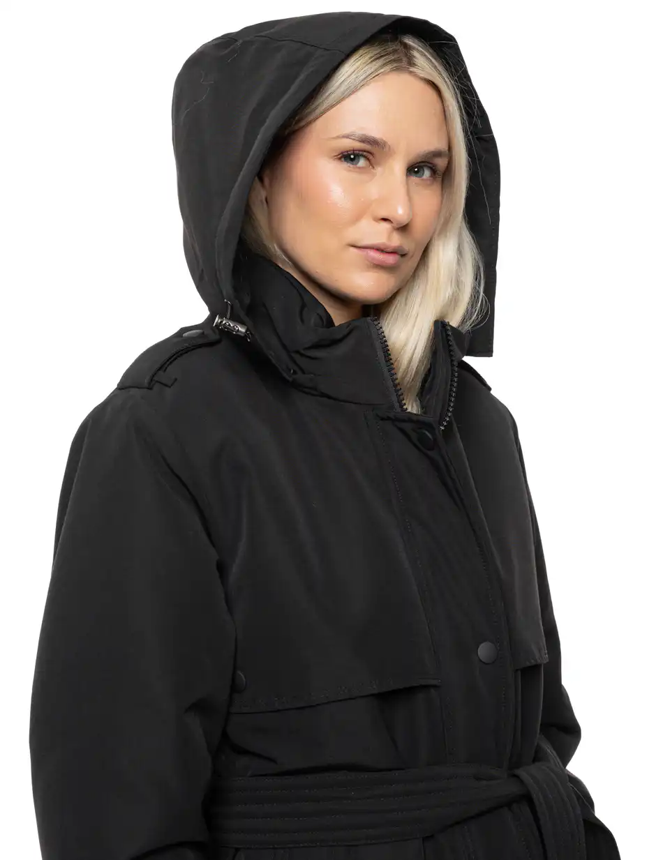 Splendid Γυναικείο μακρύ μπουφάν με κουκούλα 54-101-035 BLACK