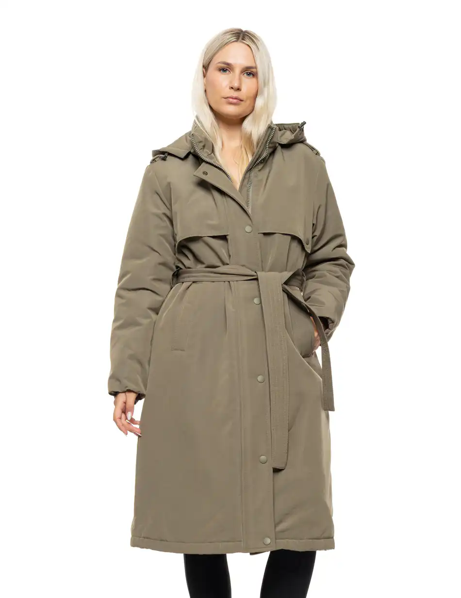 Splendid Γυναικείο μακρύ μπουφάν με κουκούλα 54-101-035 KHAKI