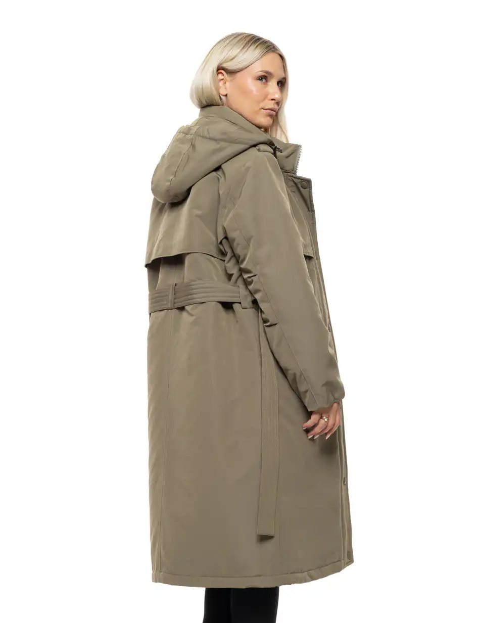 Splendid Γυναικείο μακρύ μπουφάν με κουκούλα 54-101-035 KHAKI