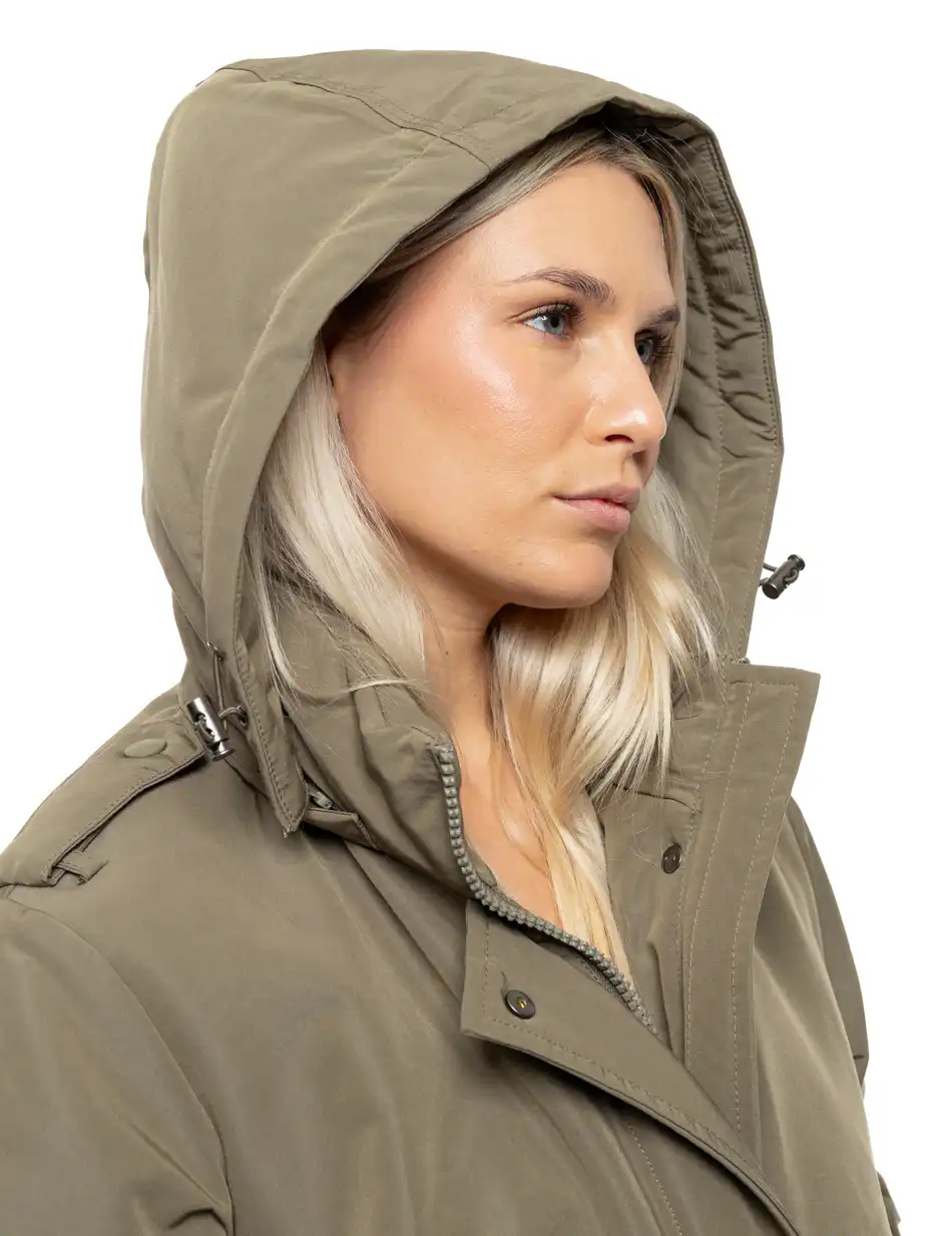 Splendid Γυναικείο μακρύ μπουφάν με κουκούλα 54-101-035 KHAKI
