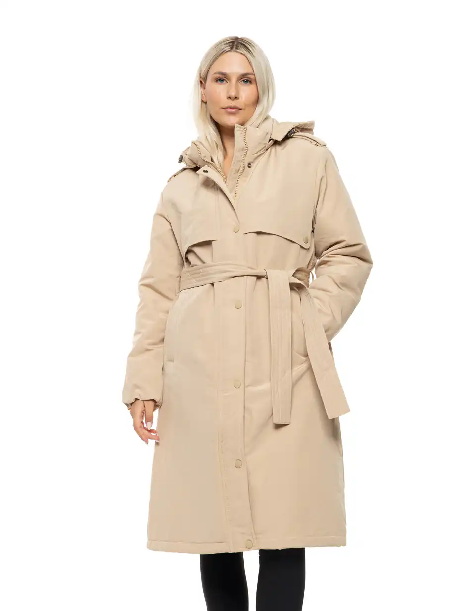 Splendid Γυναικείο μακρύ μπουφάν με κουκούλα 54-101-035 LT BEIGE