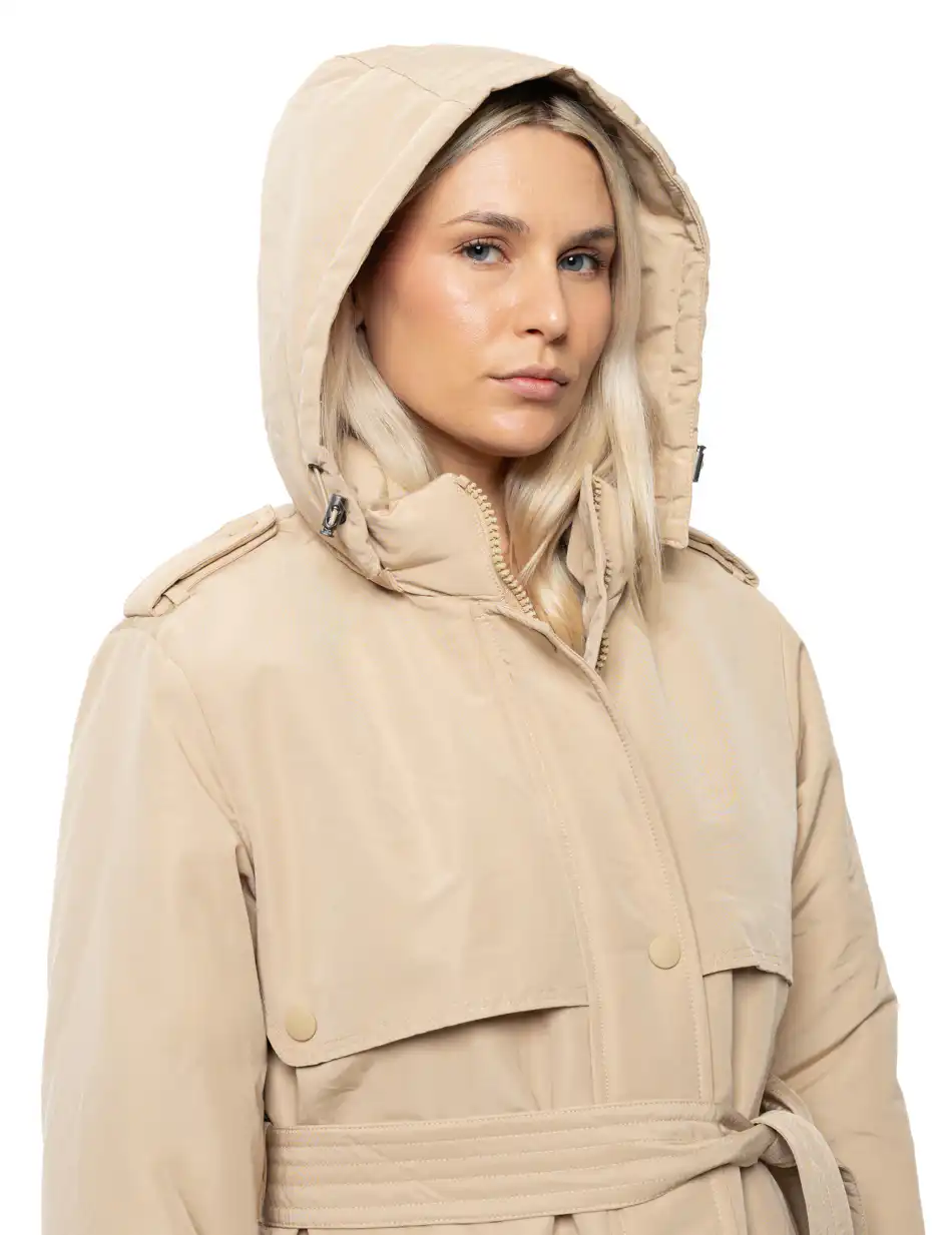 Splendid Γυναικείο μακρύ μπουφάν με κουκούλα 54-101-035 LT BEIGE