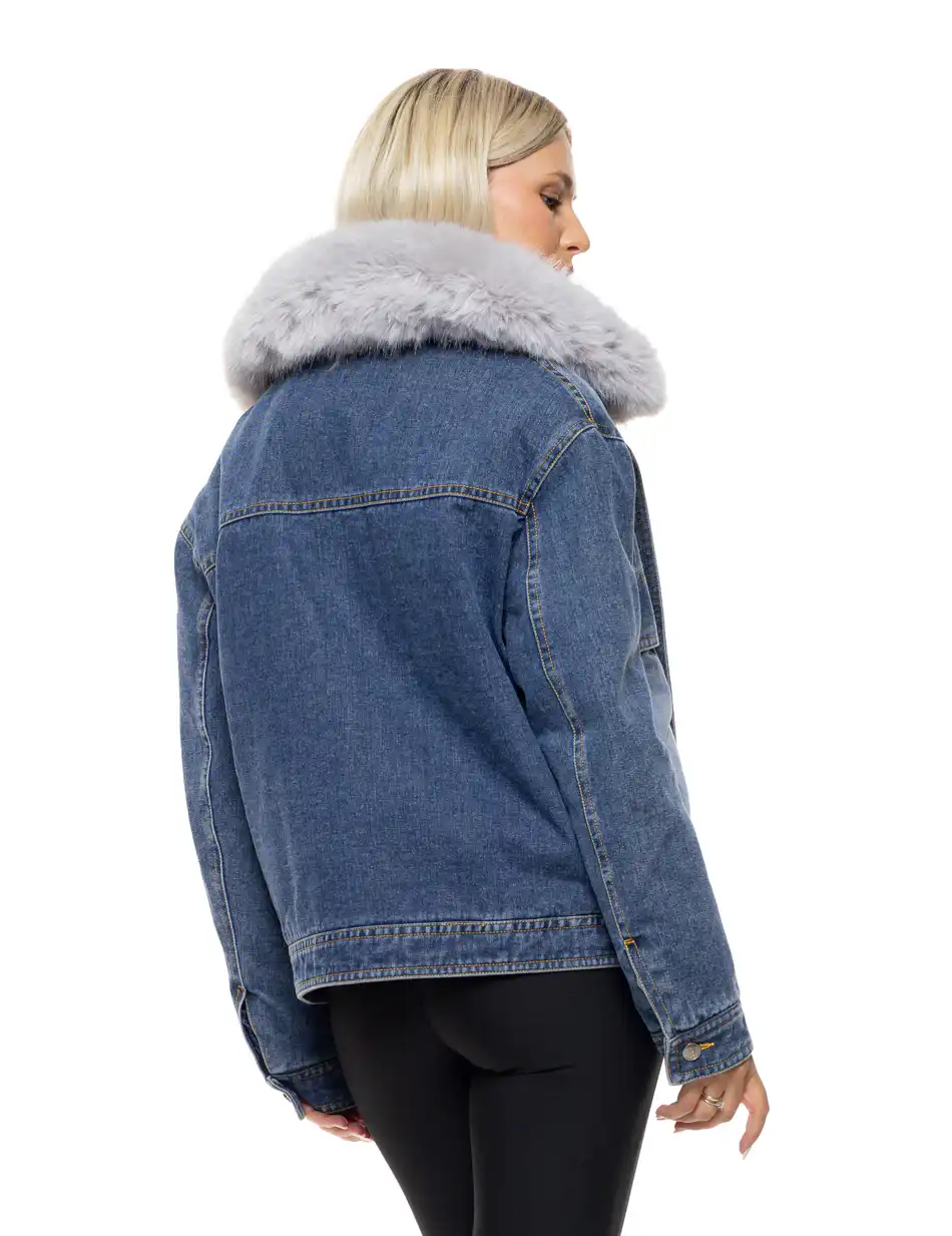 Splendid Γυναικείο jean μπουφάν με γούνινο γιακά 54-101-042 DK WASH