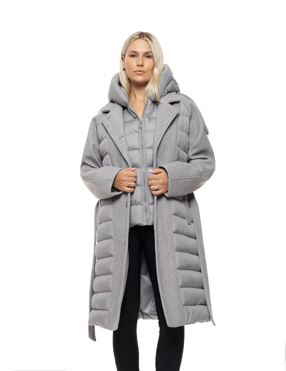 Biston Γυναικείο μακρύ μπουφάν 54-101-046 GREY