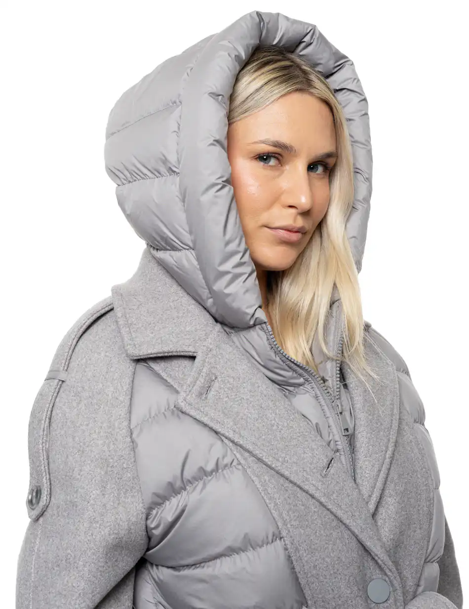 Biston Γυναικείο μακρύ μπουφάν 54-101-046 GREY