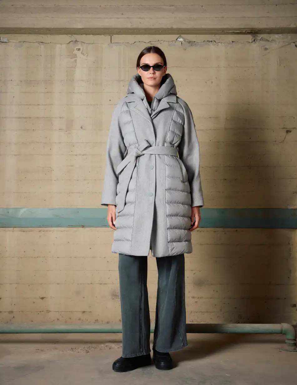 Biston Γυναικείο μακρύ μπουφάν 54-101-046 GREY