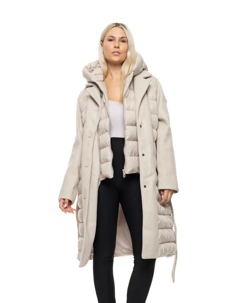 Biston Γυναικείο μακρύ μπουφάν 54-101-046 LT BEIGE