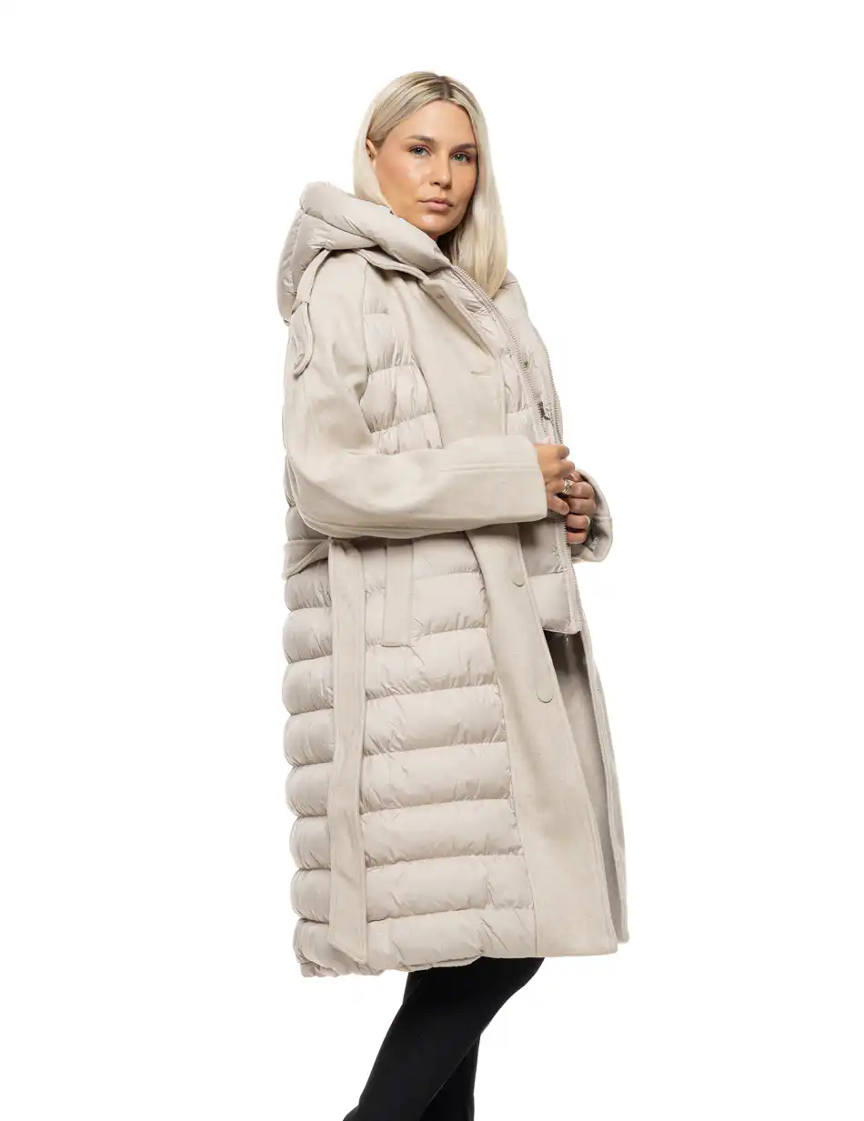 Biston Γυναικείο μακρύ μπουφάν 54-101-046 LT BEIGE
