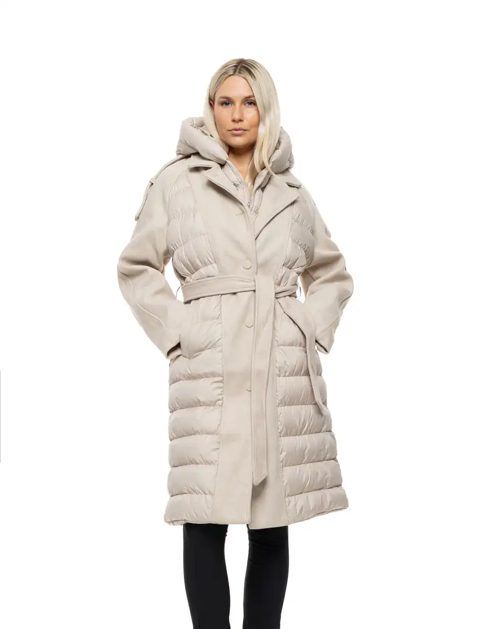 Biston Γυναικείο μακρύ μπουφάν 54-101-046 LT BEIGE