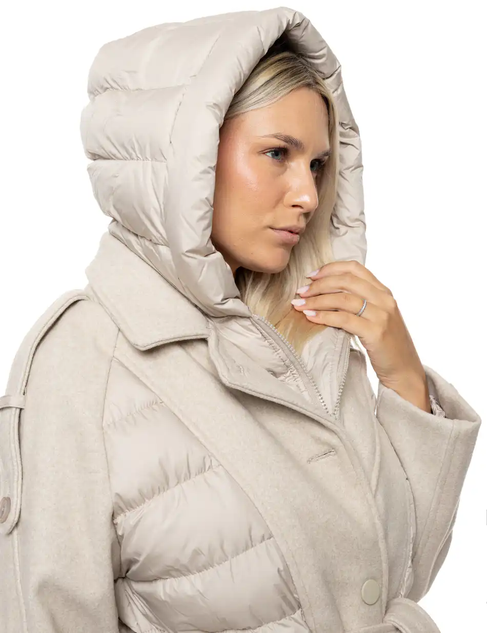 Biston Γυναικείο μακρύ μπουφάν 54-101-046 LT BEIGE