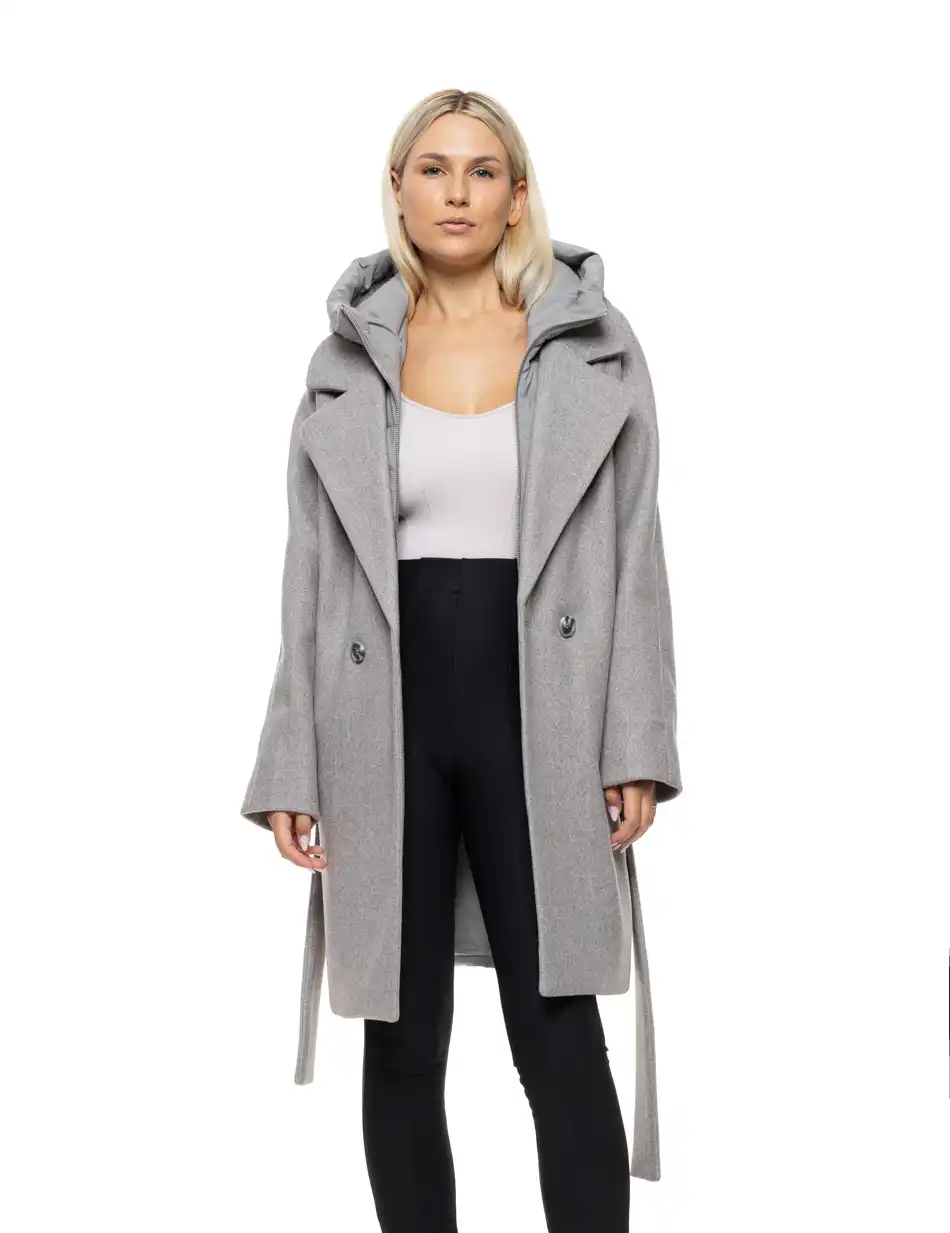 Biston Γυναικείο μακρύ μπουφάν 54-101-047 GREY