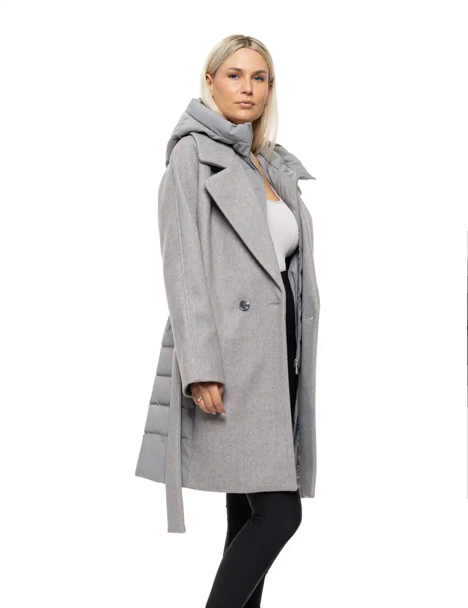 Biston Γυναικείο μακρύ μπουφάν 54-101-047 GREY