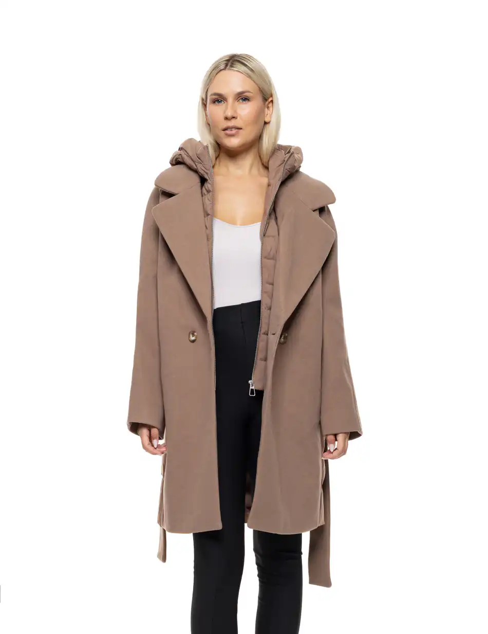 Biston Γυναικείο μακρύ μπουφάν 54-101-047 DK BEIGE