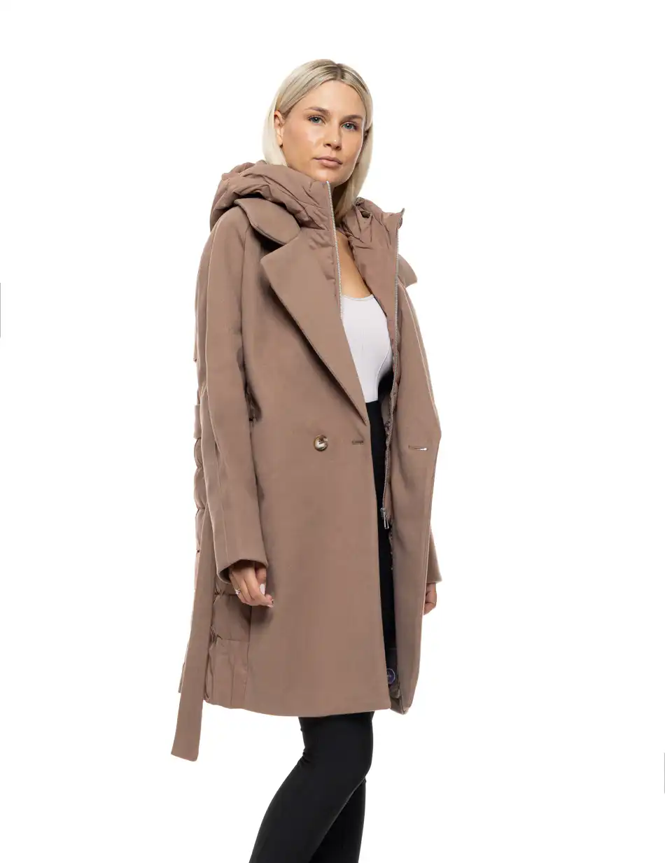 Biston Γυναικείο μακρύ μπουφάν 54-101-047 DK BEIGE