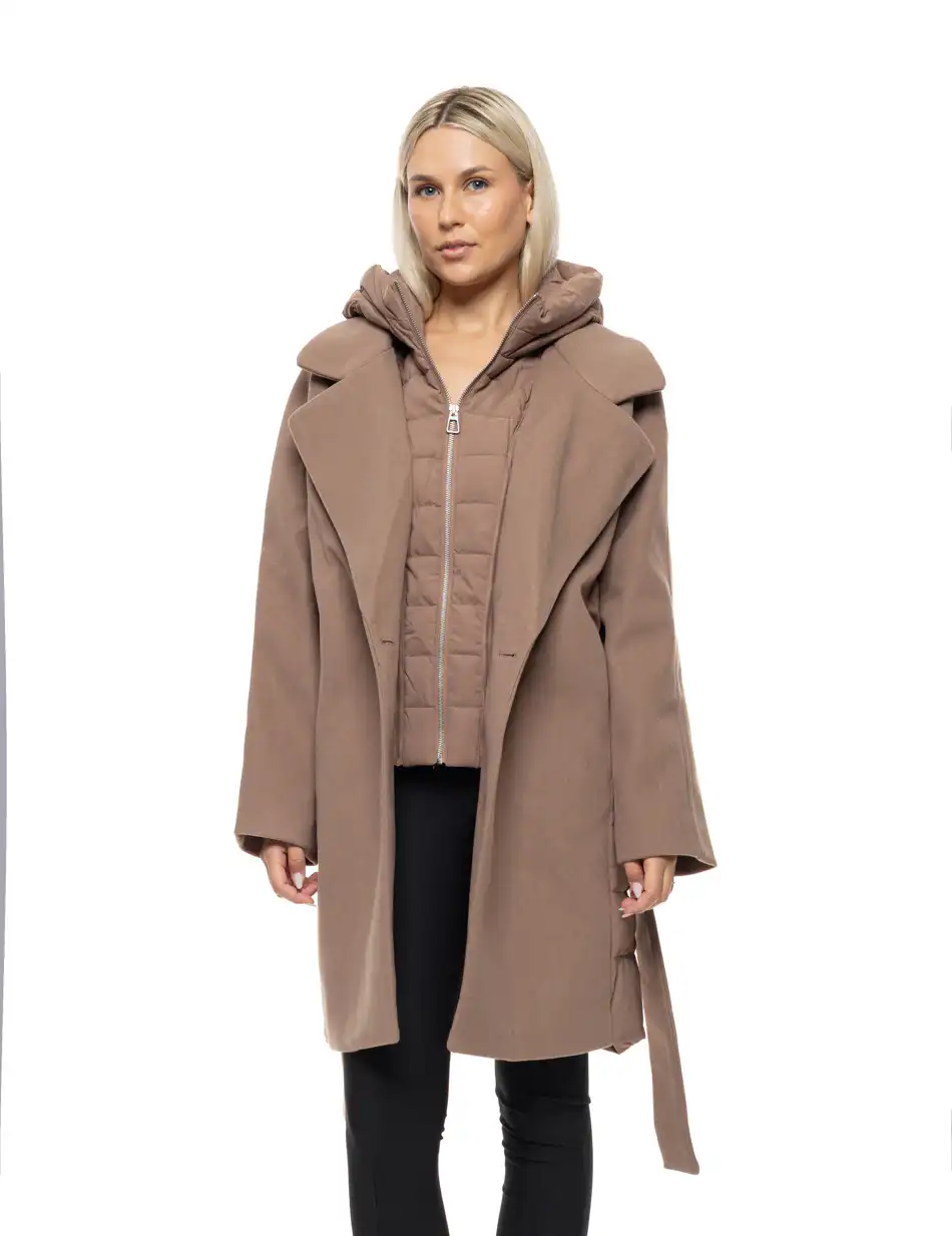 Biston Γυναικείο μακρύ μπουφάν 54-101-047 DK BEIGE