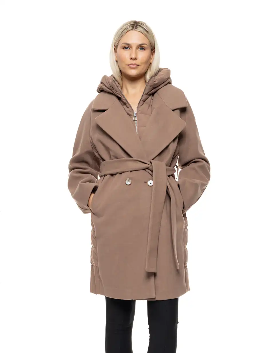 Biston Γυναικείο μακρύ μπουφάν 54-101-047 DK BEIGE