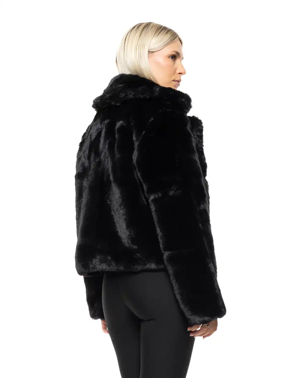 Splendid Γυναικείο κοντό πανωφόρι από συνθετική γούνα 54-101-051 BLACK