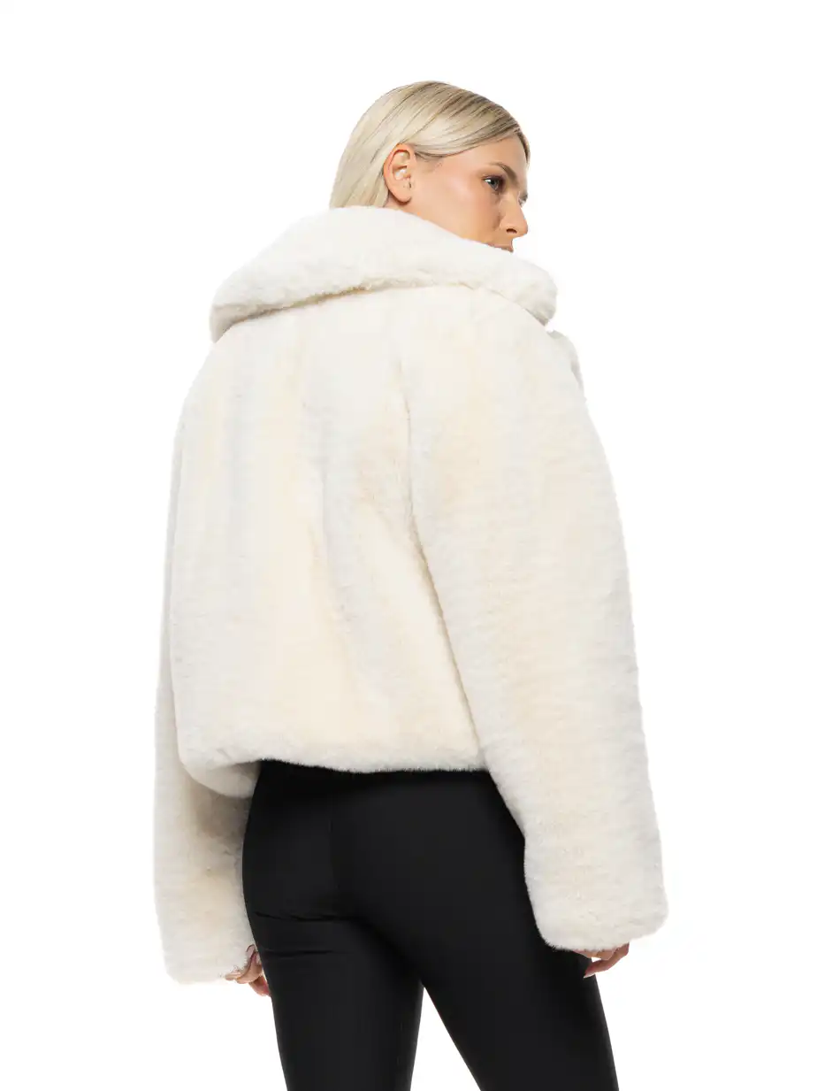 Splendid Γυναικείο κοντό πανωφόρι από συνθετική γούνα 54-101-051 OFF WHITE