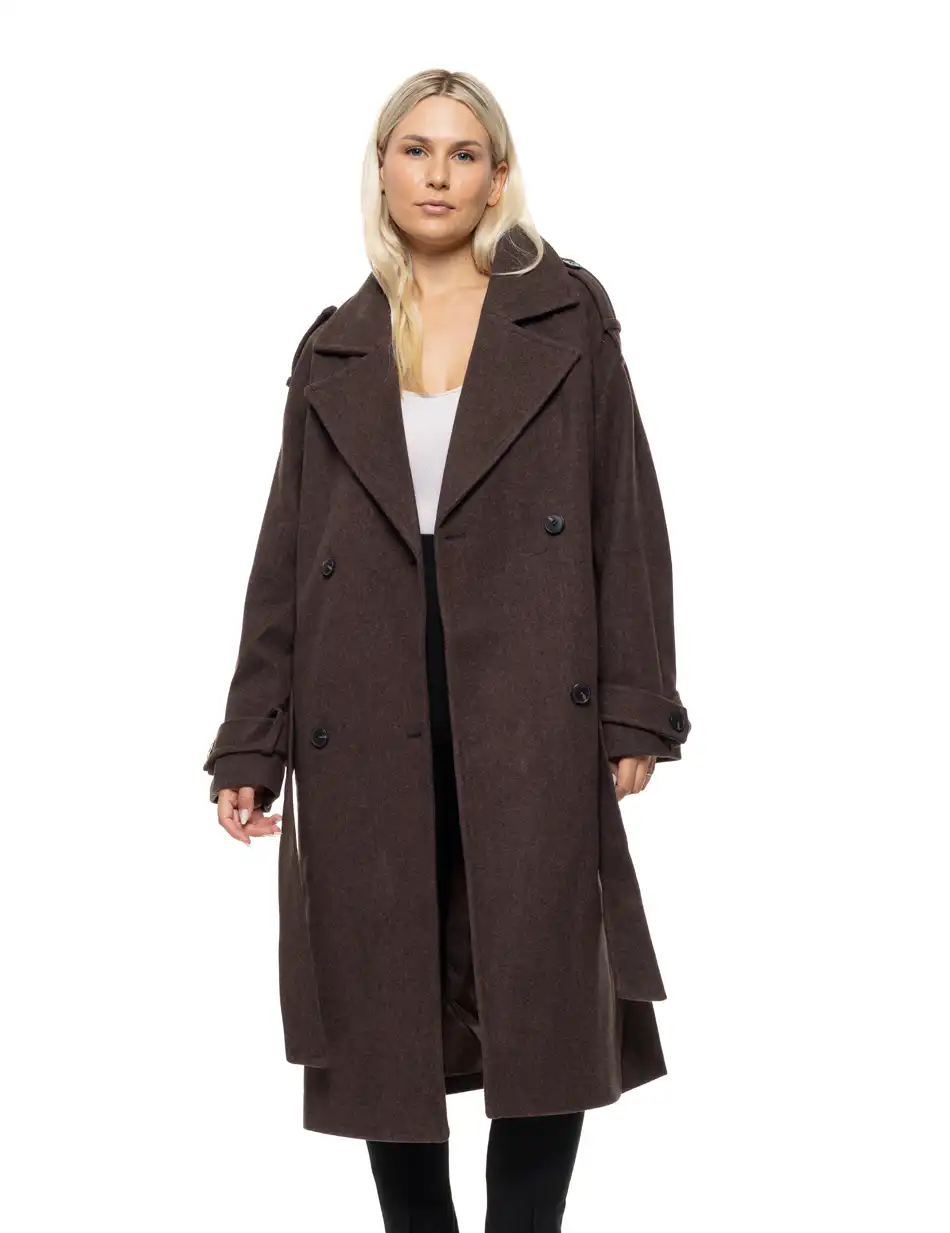 Biston Γυναικείο μακρύ παλτό 54-101-055 BROWN