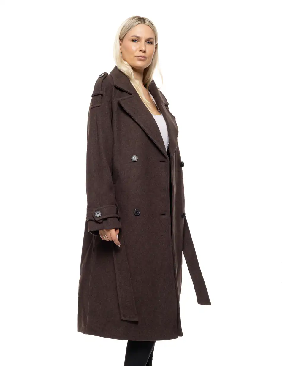 Biston Γυναικείο μακρύ παλτό 54-101-055 BROWN