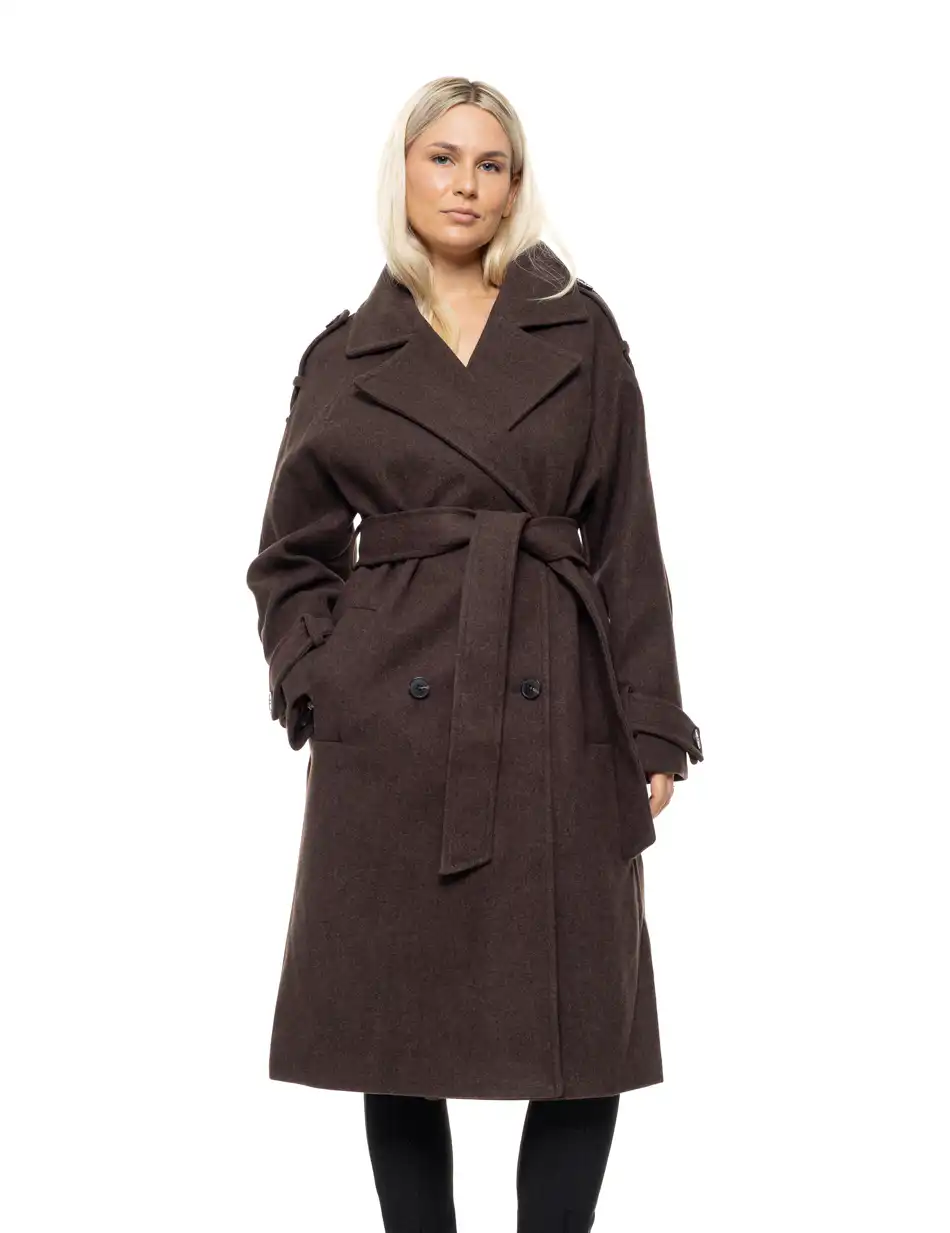 Biston Γυναικείο μακρύ παλτό 54-101-055 BROWN