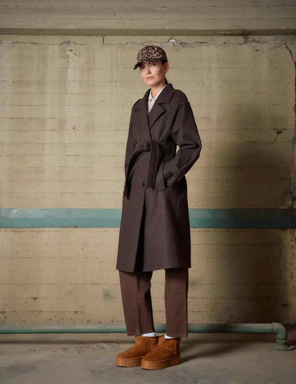 Biston Γυναικείο μακρύ παλτό 54-101-055 BROWN