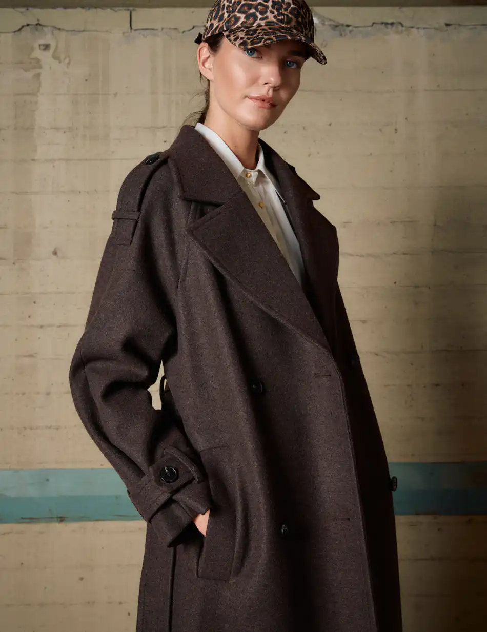 Biston Γυναικείο μακρύ παλτό 54-101-055 BROWN