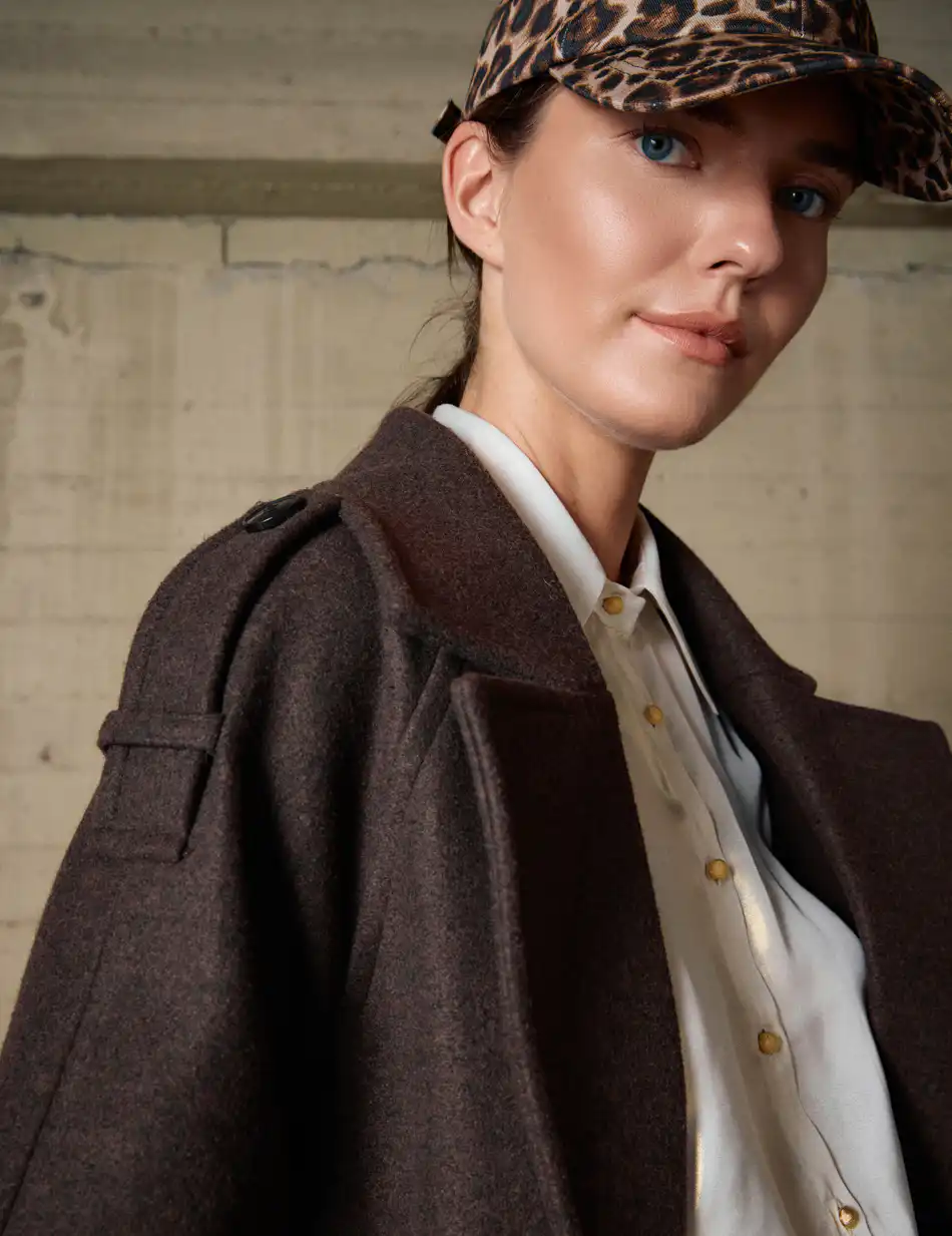 Biston Γυναικείο μακρύ παλτό 54-101-055 BROWN