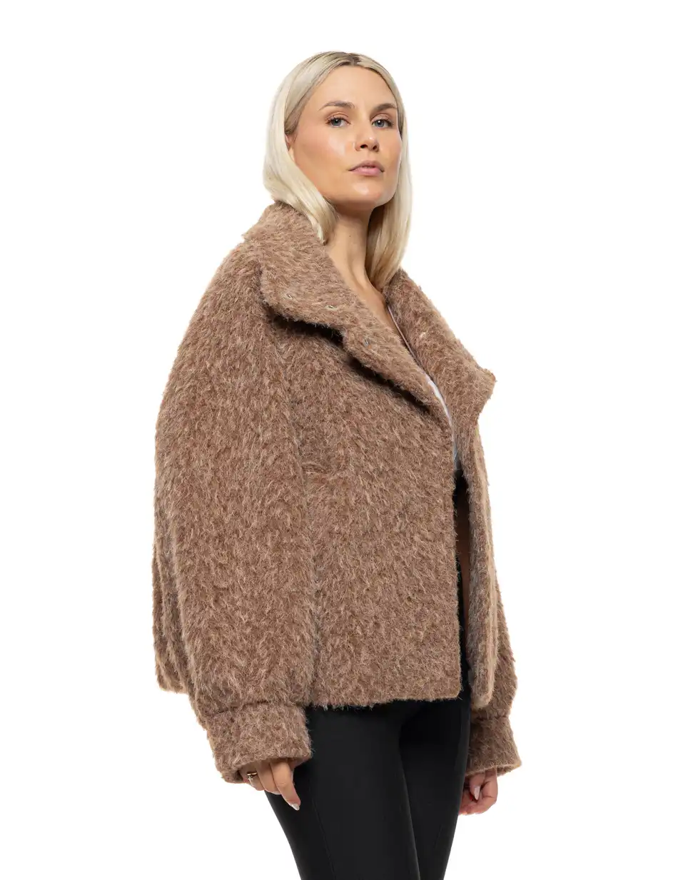Splendid Γυναικείο κοντό πανωφόρι σπο συνθετική γούνα 54-101-063 BROWN