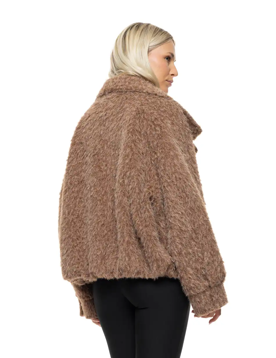 Splendid Γυναικείο κοντό πανωφόρι σπο συνθετική γούνα 54-101-063 BROWN