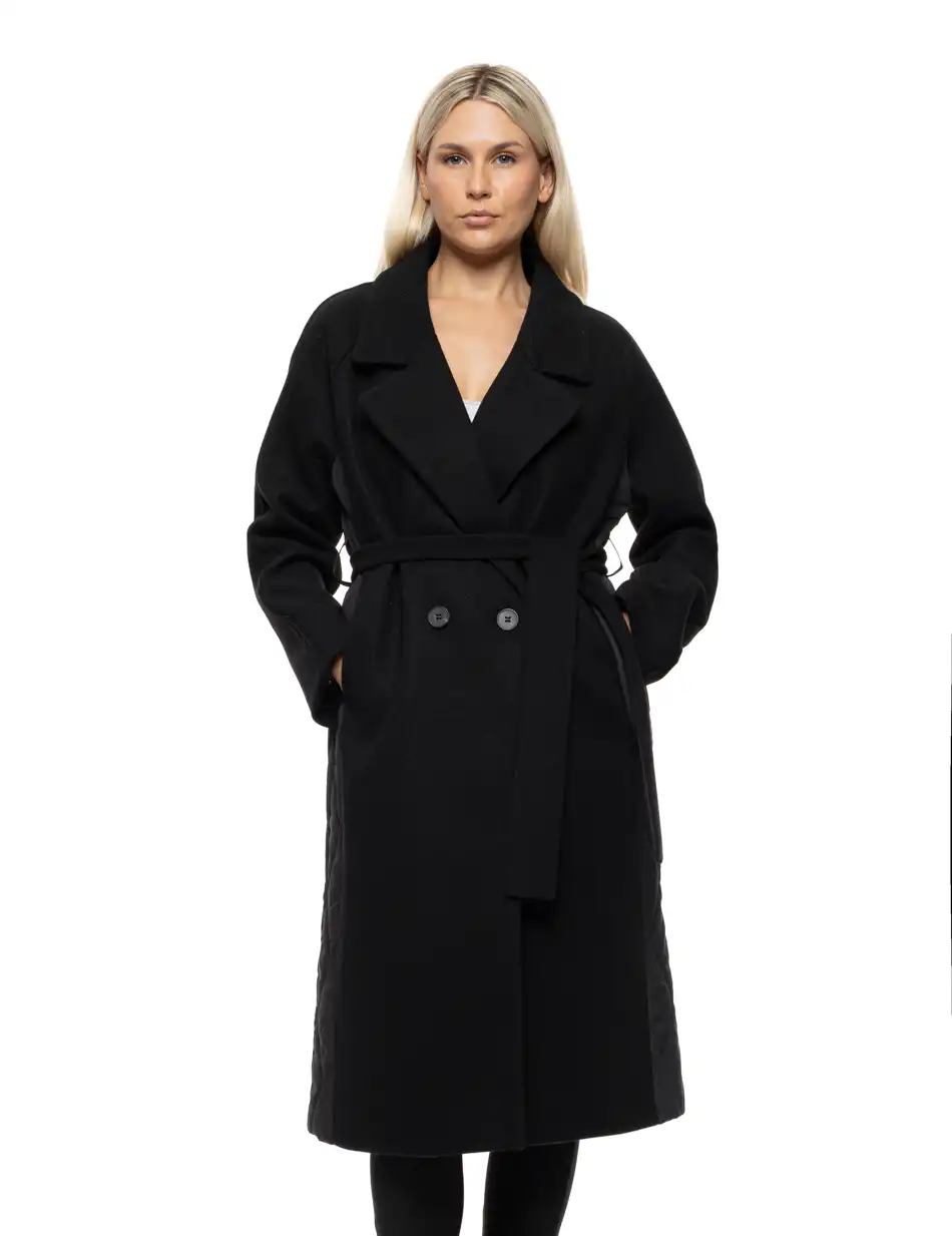 Biston Γυναικείο μακρύ παλτό με κουκούλα 54-101-067 BLACK