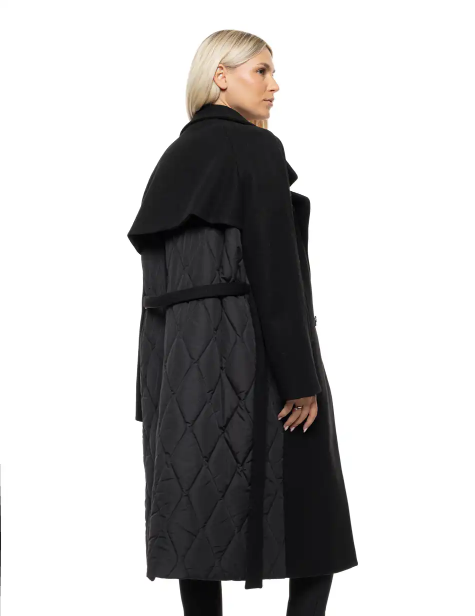 Biston Γυναικείο μακρύ παλτό με κουκούλα 54-101-067 BLACK