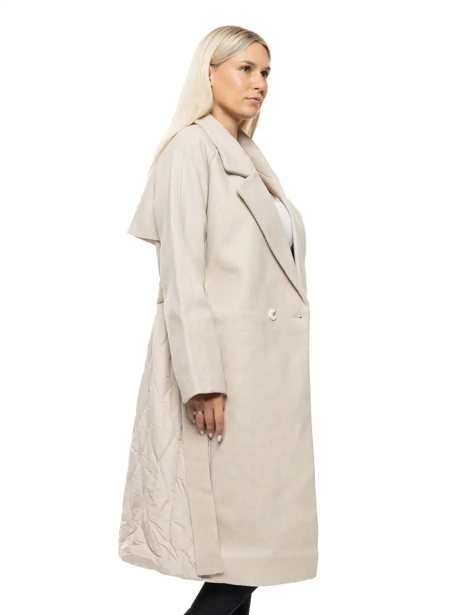 Biston Γυναικείο μακρύ παλτό με κουκούλα 54-101-067 LT BEIGE