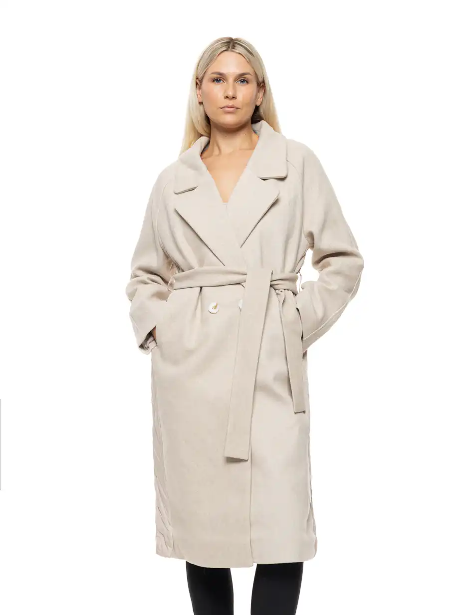 Biston Γυναικείο μακρύ παλτό με κουκούλα 54-101-067 LT BEIGE