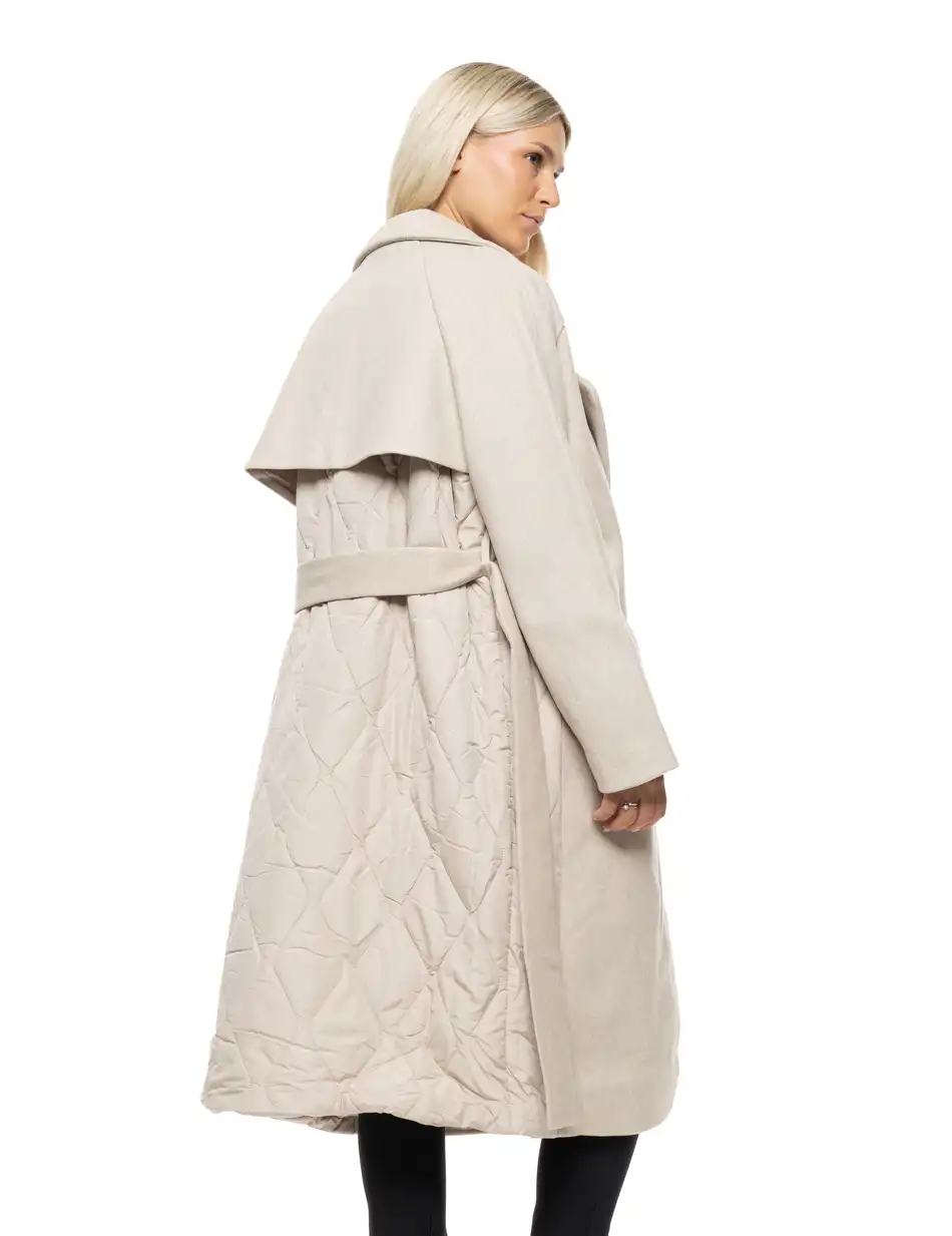 Biston Γυναικείο μακρύ παλτό με κουκούλα 54-101-067 LT BEIGE