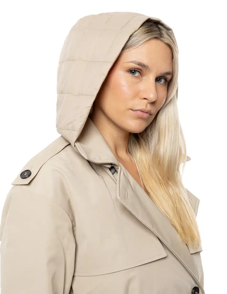 Biston Γυναικείο μακρύ μπουφάν 54-101-068 BEIGE