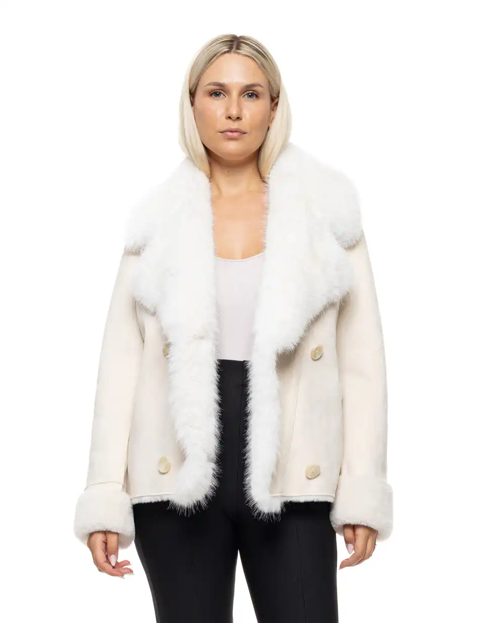 Splendid Γυναικείο κοντό πανωφόρι καστόρ και συνθετική γούνα 54-101-070 LT BEIGE