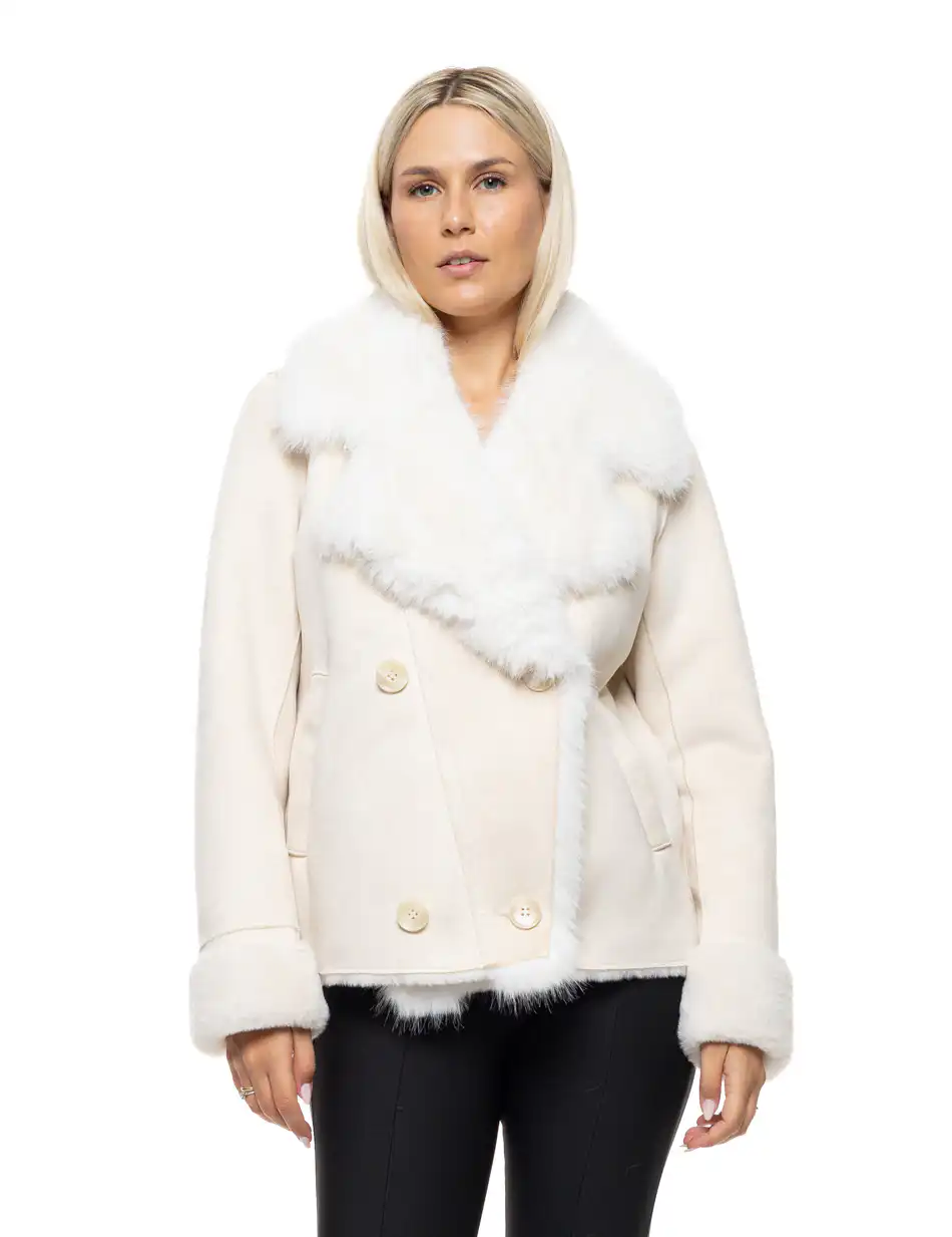 Splendid Γυναικείο κοντό πανωφόρι καστόρ και συνθετική γούνα 54-101-070 LT BEIGE